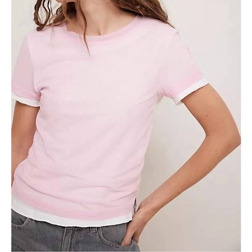 Free People Tasha Tee Mesh Overlay Size XS Ballet Collection Rose